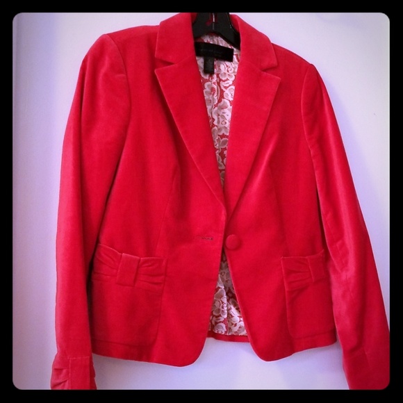 Apostrophe Jackets & Blazers - Apostrophe Velvet Red Blazer